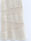 SWAYING 25 Fall/Winter Irregular Diagonal Striped Cutout Maxi Skirt SW-SW25AW3B07C1S2-BAI White
